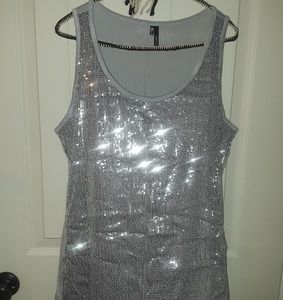 Silver sequined tank top